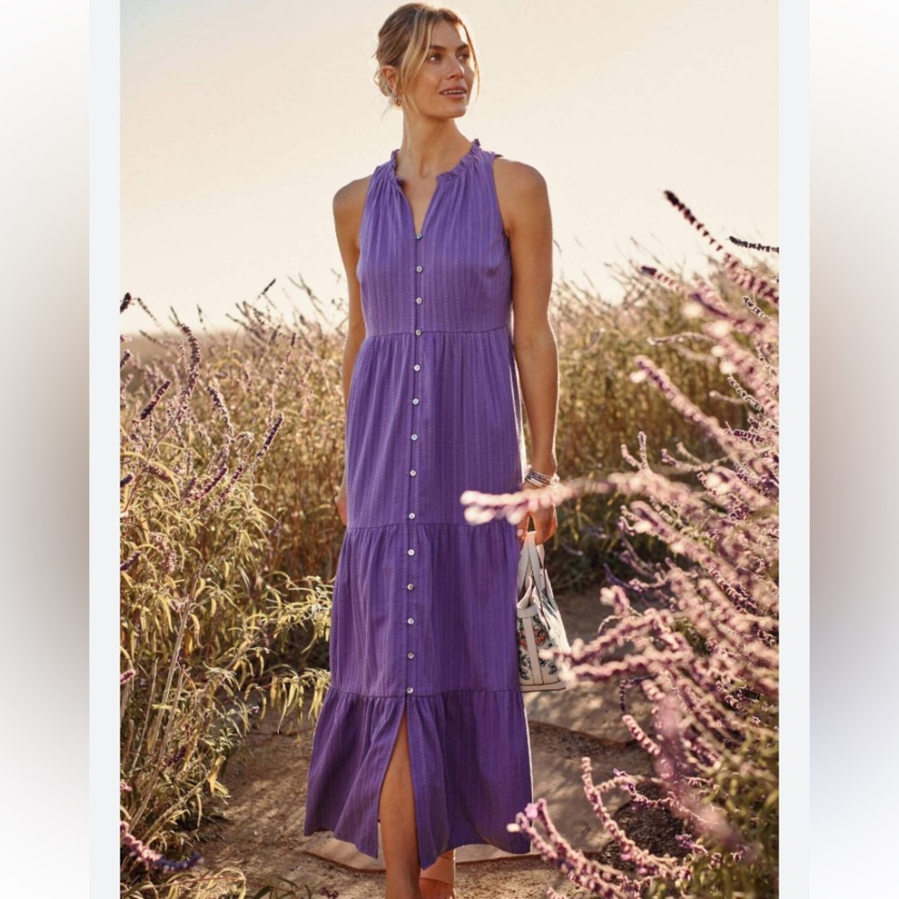 NWT J. Jill Sleeveless Tiered Cotton Blend Maxi Dress Size XL